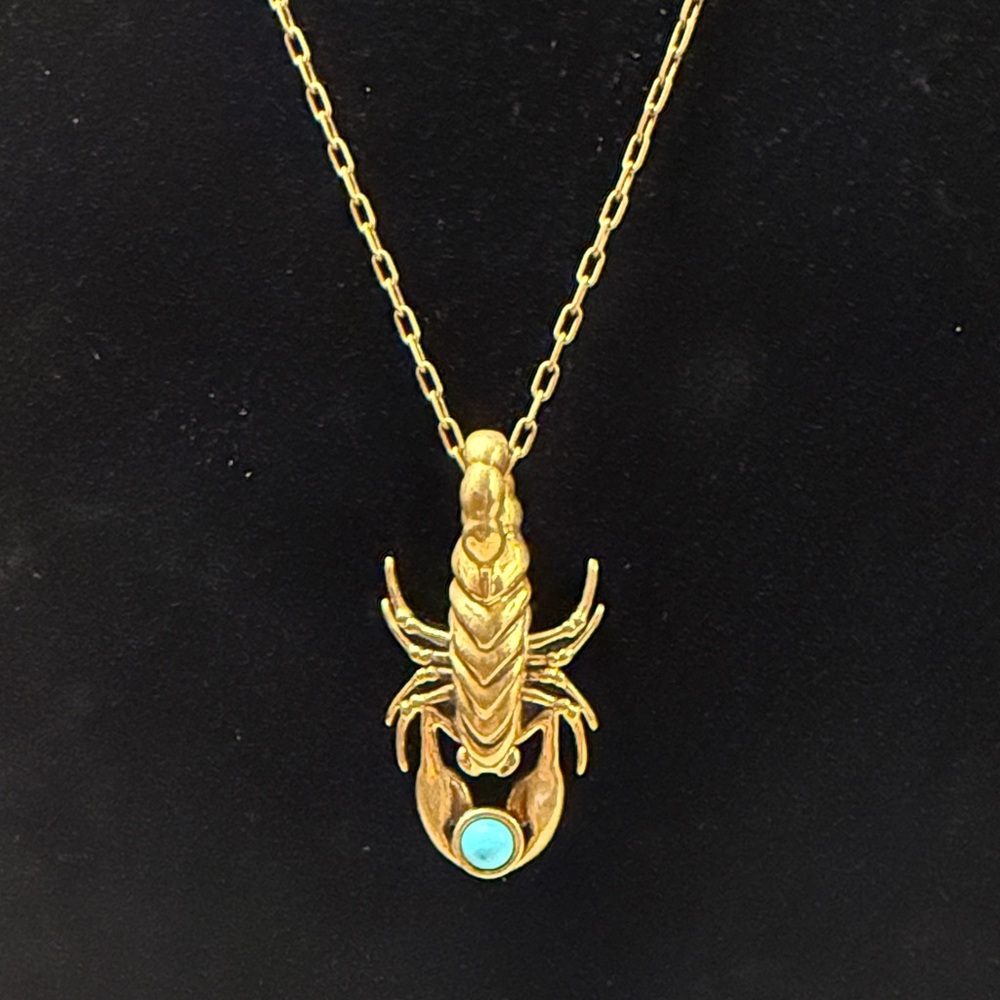 Pamela Love Brass Scorpion Pendant Necklace with Turquoise Accent
